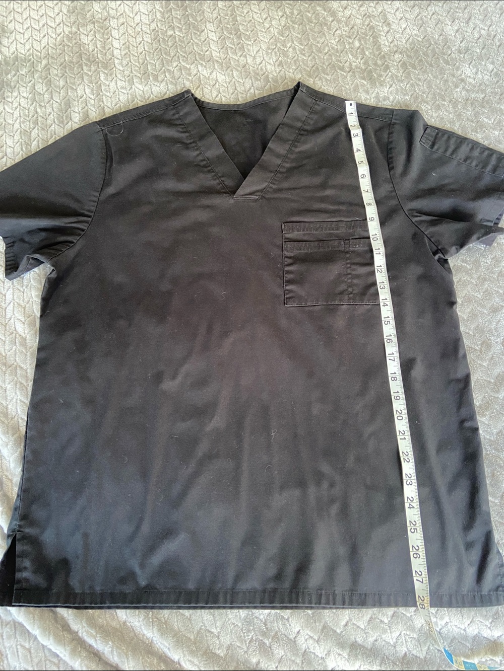 Men's Black V-Neck Medical Scrub Top